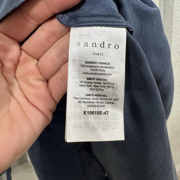 Sandro Women's Blue 100% Cupro (20” Pit To Pit) M? See Photos Wrap Flowy - Picture 9 of 13